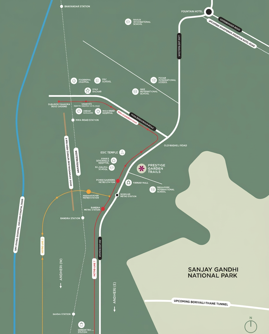 Location map of Prestige Garden Trails and its surroundings